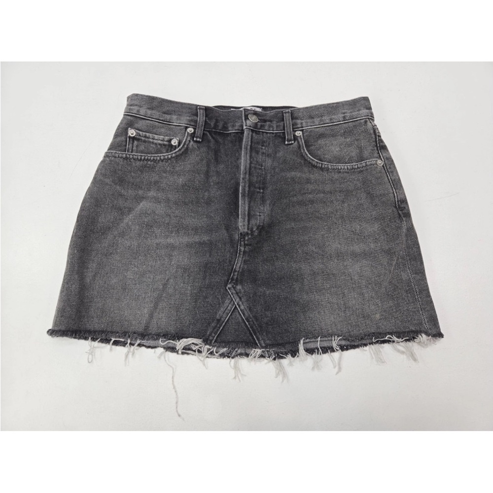 Agolde Quinn High Rise Mini Skirt in Jinx Black Denim Classic Size 29 Womens NEW